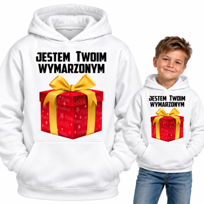 BLUZA Z KAPTUREM  ŚWIĄTECZNA JESTEM TWOIM WYMARZONYM